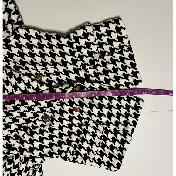 Military Jacket Gold Button Embellished Double Breasted Blazer Black White XS - Picture 7 of 8